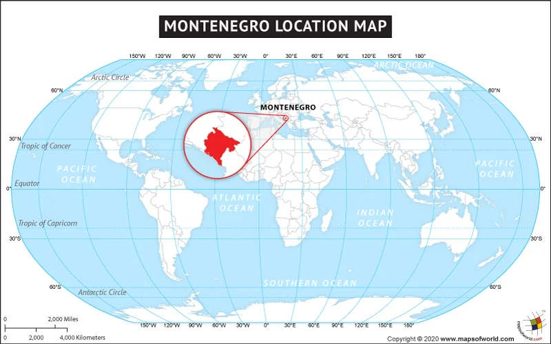 Where is Montenegro on a map