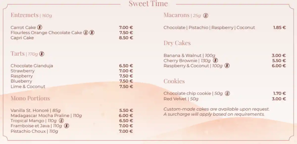 Regent Porto Montenegro Gourmet Corner Menu Sweets